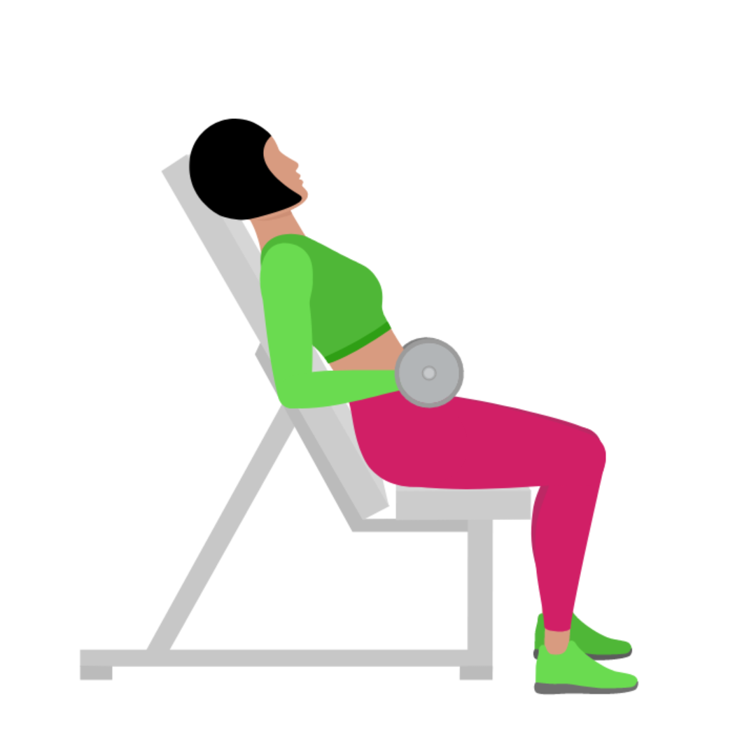 Dumbbell incline bicep curl